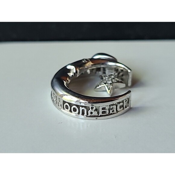 925 Sterling Silver Diamond Accents Moon And Stars Pendant Vintage - Picture 5 of 10